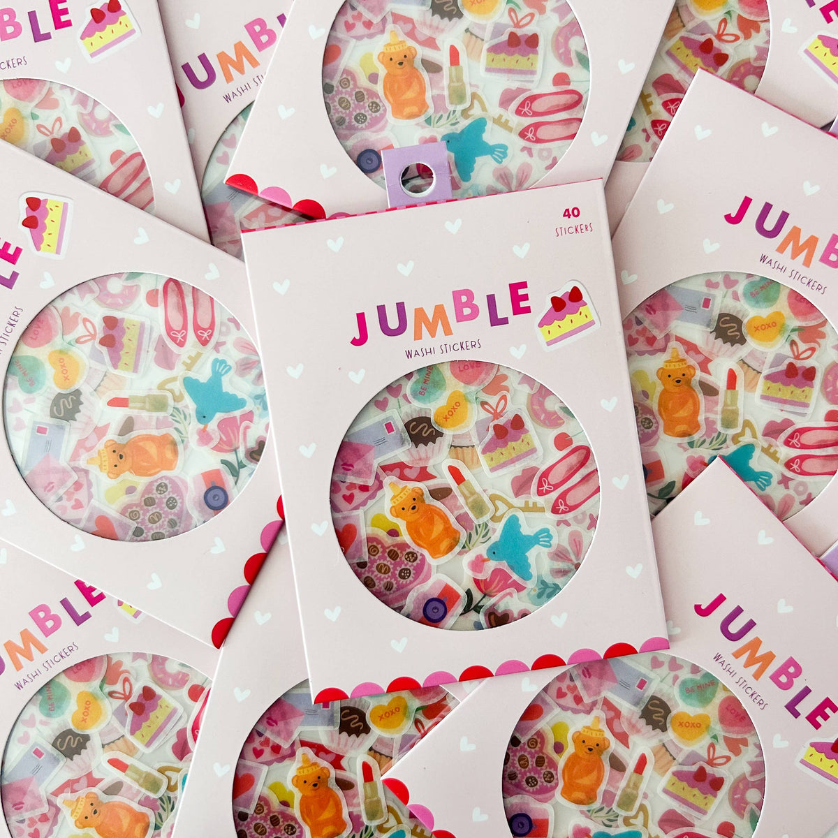Love Jumble Washi Sticker Set, 40 Stickers