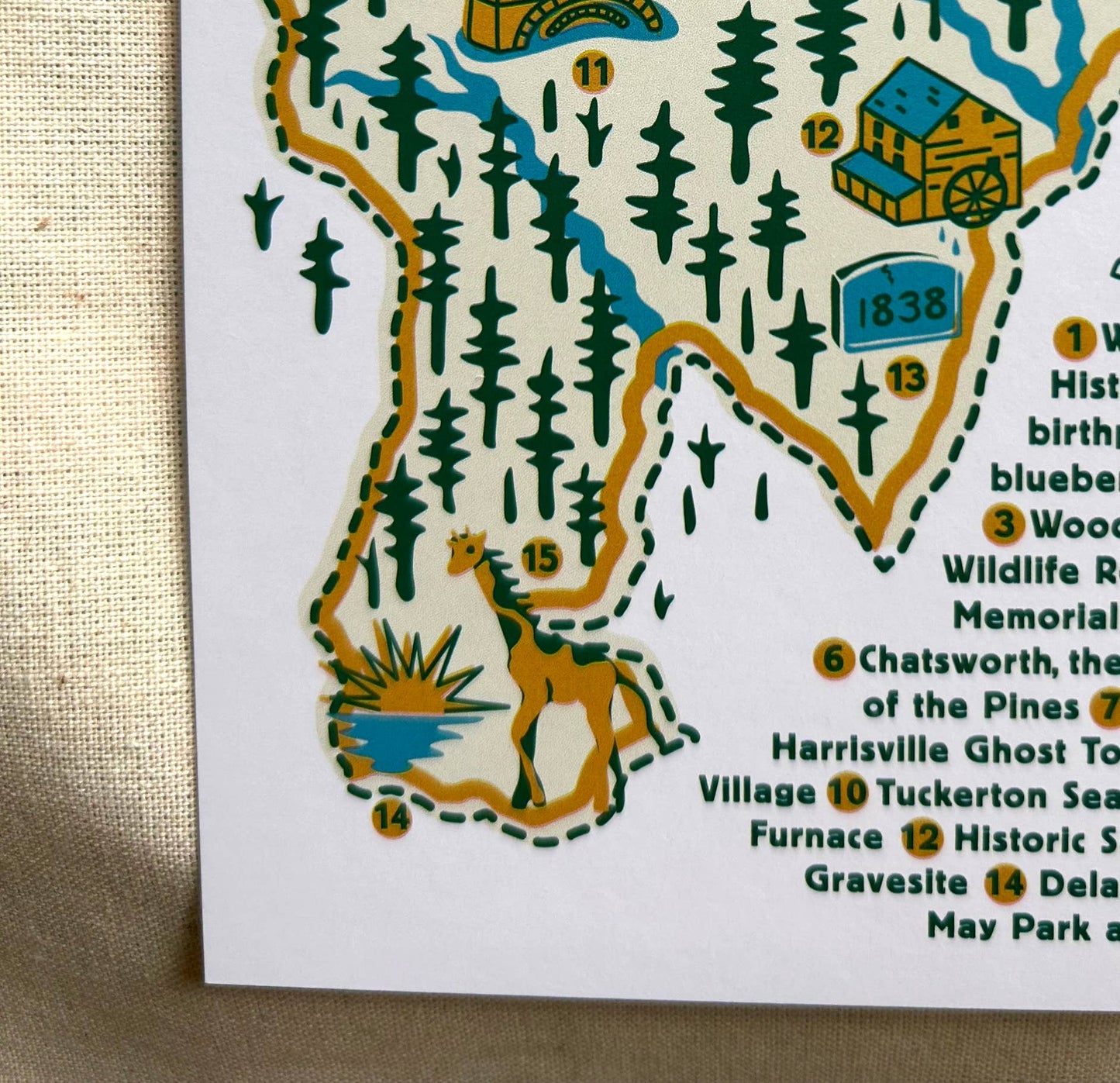 NJ Pine Barrens Map Post Card