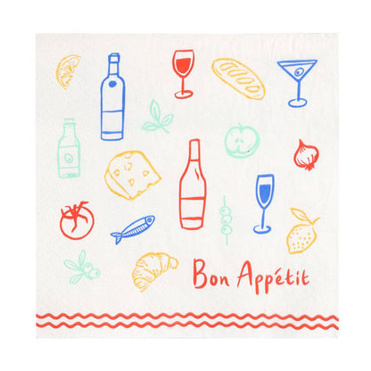 Bon Appetit Icons Paper Napkins - 20 Pack