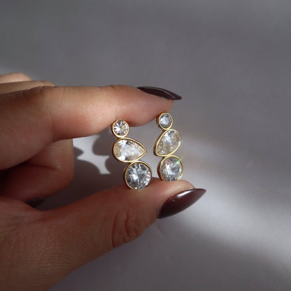 Simone Zirconia Drop Earrings Gold Plated