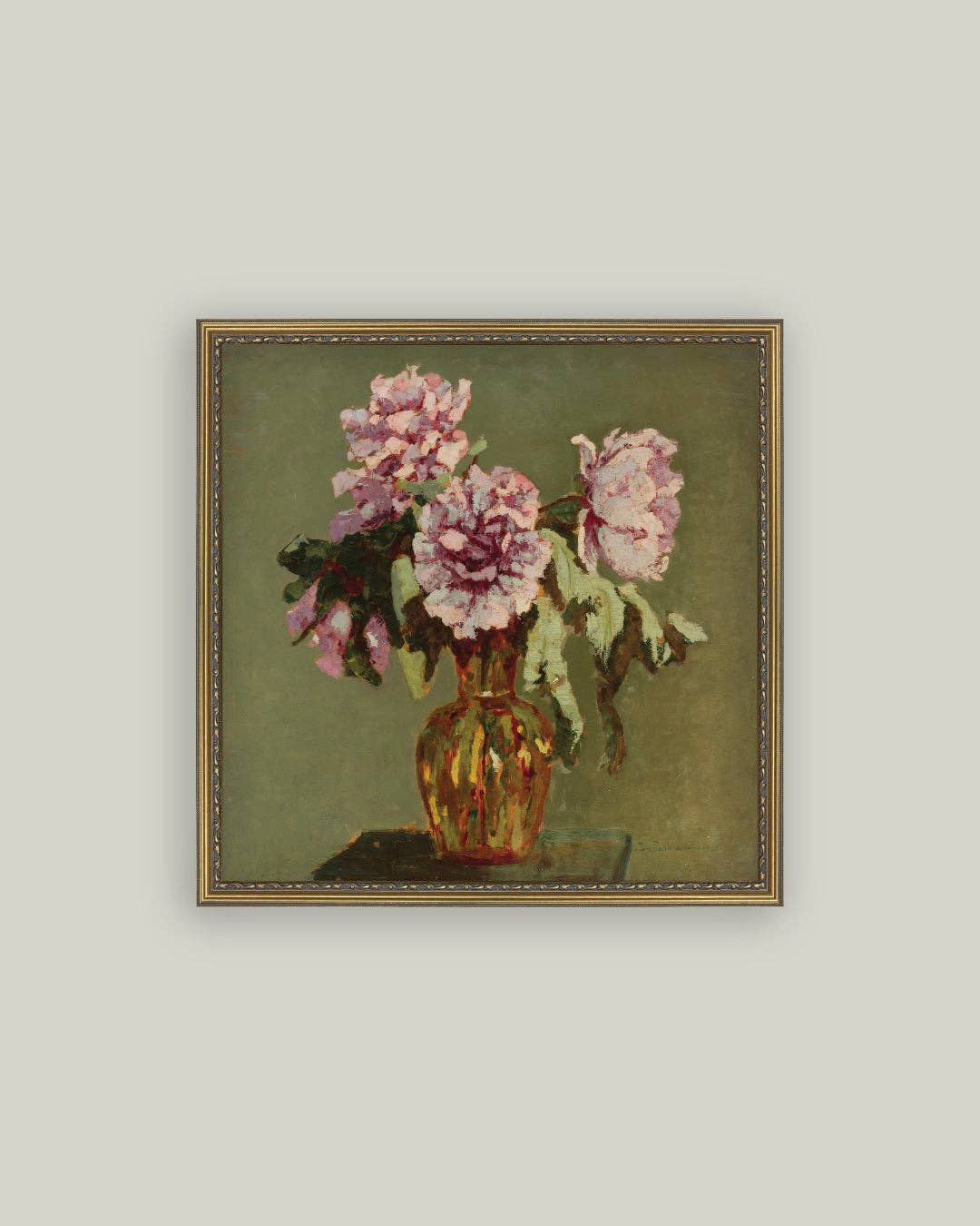Peonies and Small Yellow Vase Art