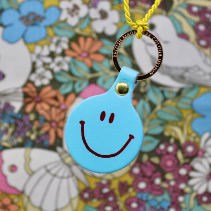 Smiley Face Leather Keychain