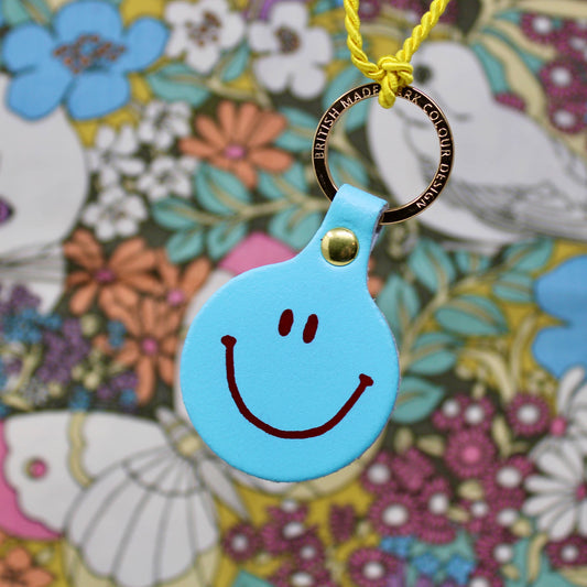 Smiley Face Leather Keychain
