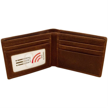 Chocolate Leather Bifold Wallet RFID Blocking Slim
