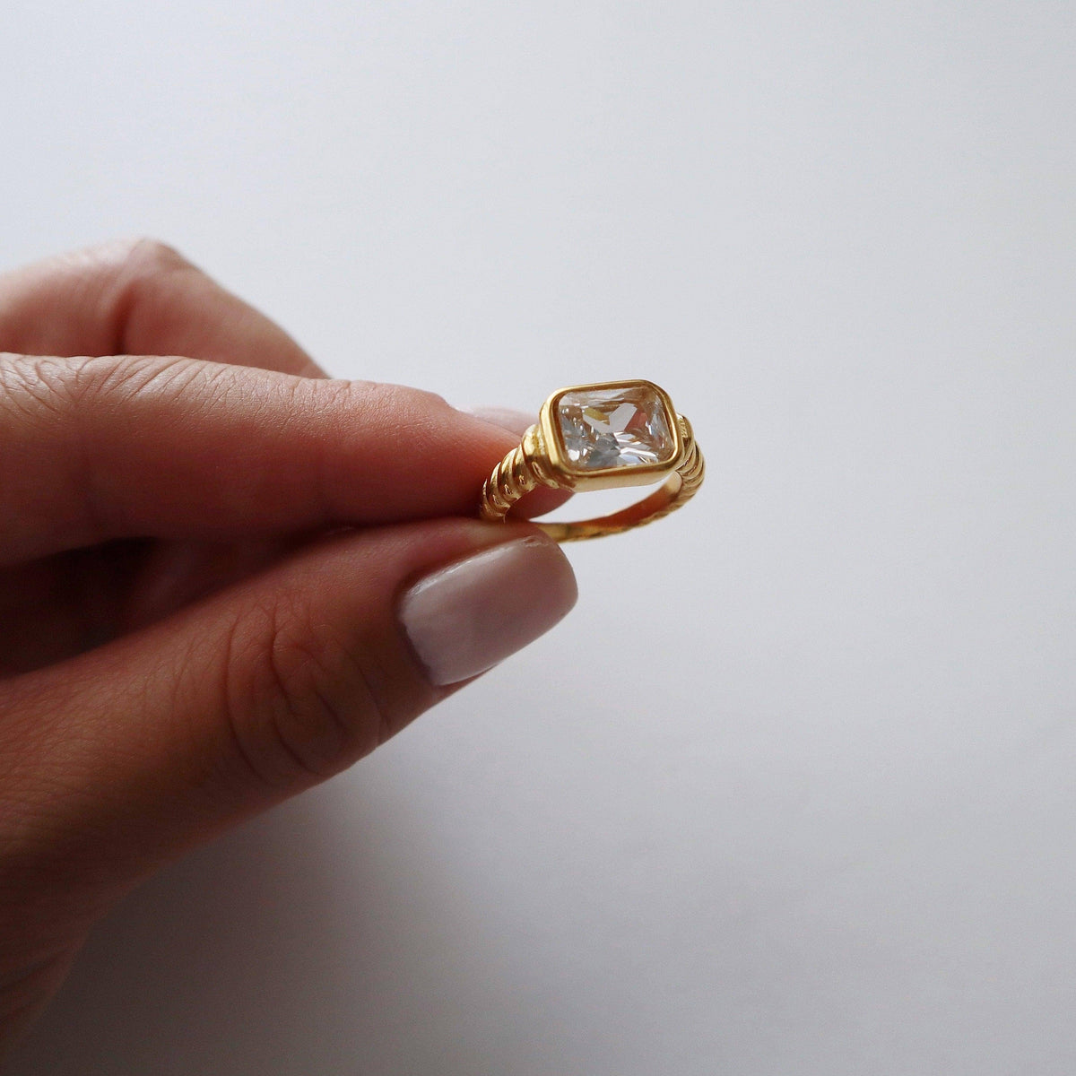 Waverly Zirconia Statement Ring Gold Plated