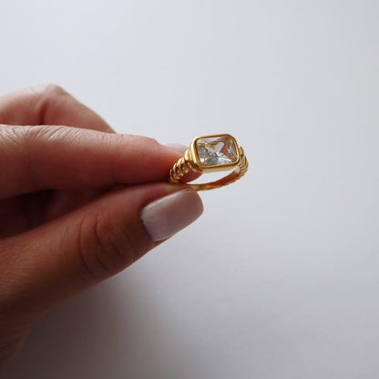 Waverly Zirconia Statement Ring Gold Plated