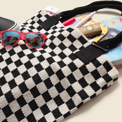 Black Checkered Tote Bag