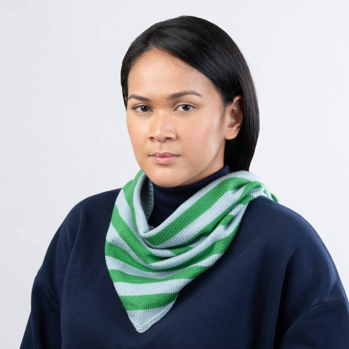 Simple Stripe Knit Triangle Scarf Neckerchief