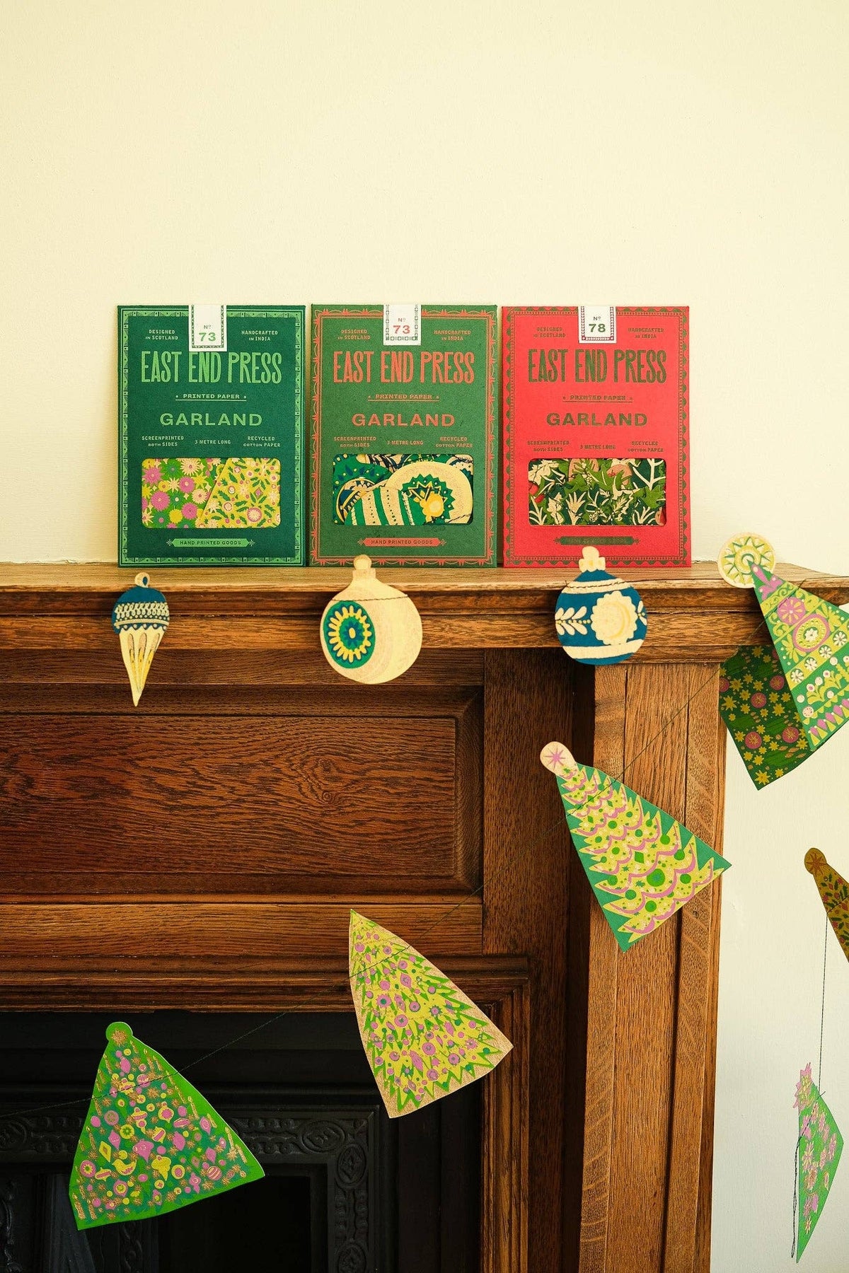 Christmas Ornaments Sewn Paper Garland 3 Meters