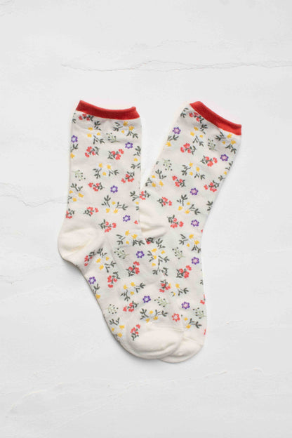 Wildflower Cotton Crew Socks