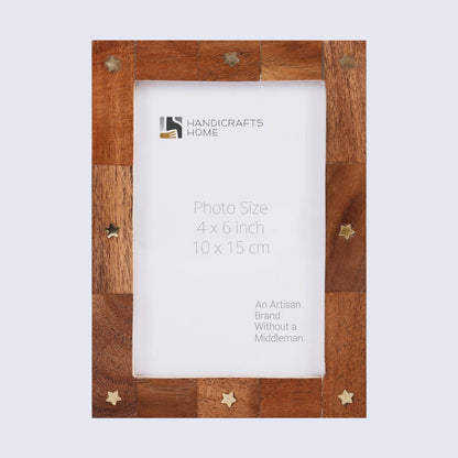 Handmade Wood Picture Frame with Brass Inlay