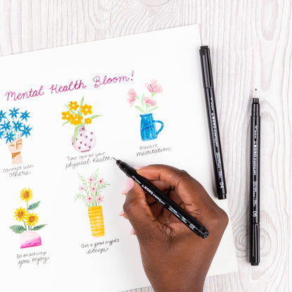 Tombow MONO Black Drawing Pen Six Tip Sizes