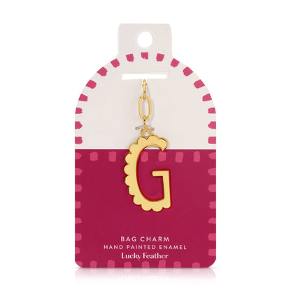 Initial G Enamel Bag Charm Keychain