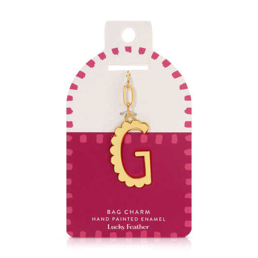 Initial G Enamel Bag Charm Keychain