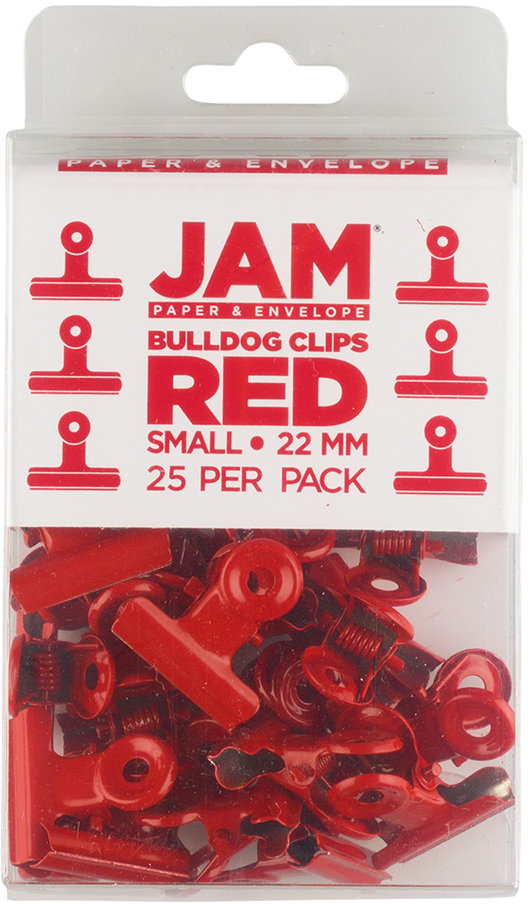 Red Metal Bulldog Clips, 25 Pack