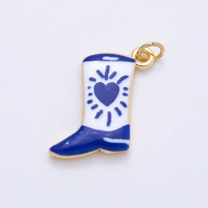 Painted Boots Enamel Charm Earrings