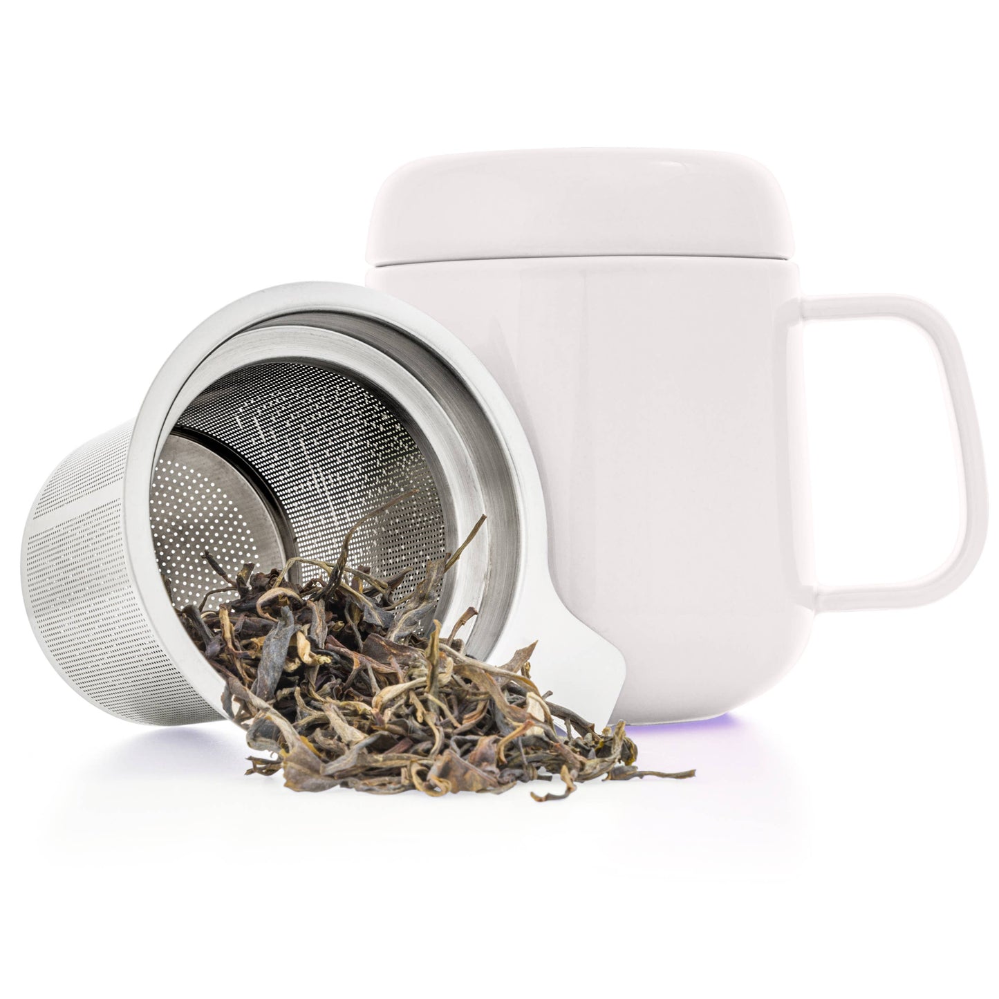 Porcelain Tea Mug with Infuser and Lid 15oz