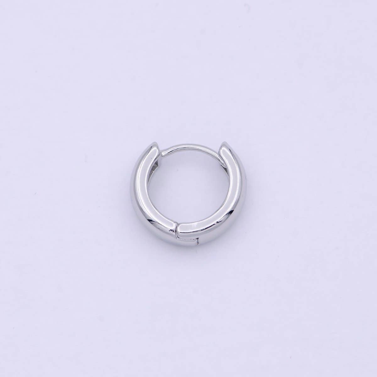 Rhodium Plated Huggie Hoop Earrings