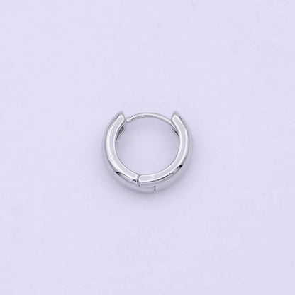 Rhodium Plated Huggie Hoop Earrings