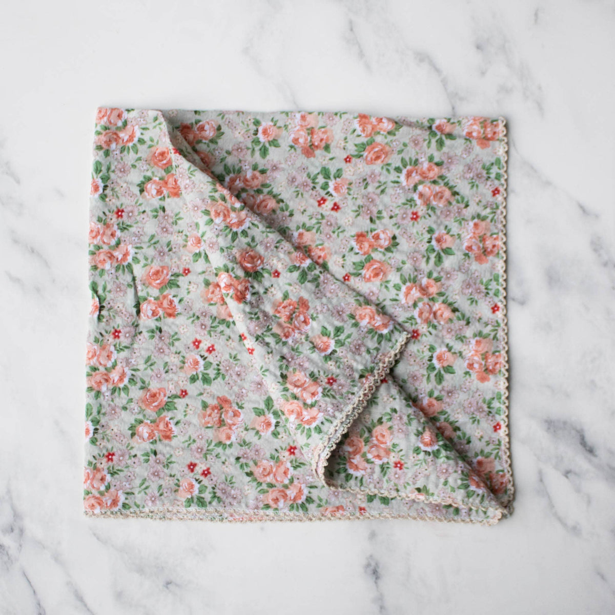 Rose Print Cotton Square Scarf 21 Inch
