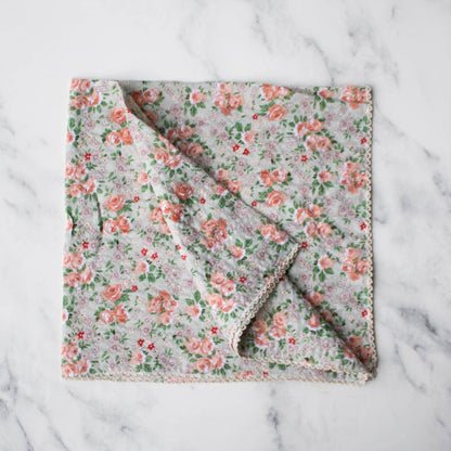 Rose Print Cotton Square Scarf 21 Inch