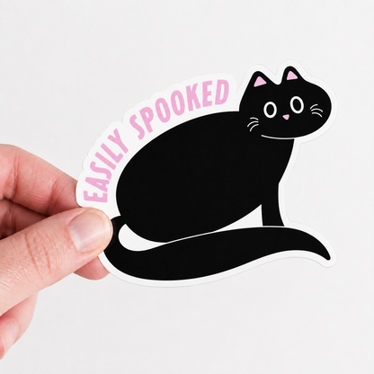 Easily Spooked Cat Halloween Sticker