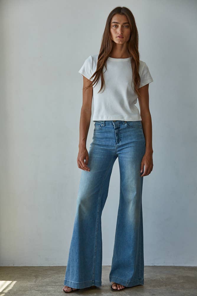Cotton Round Neck Short Sleeve Crop Tee