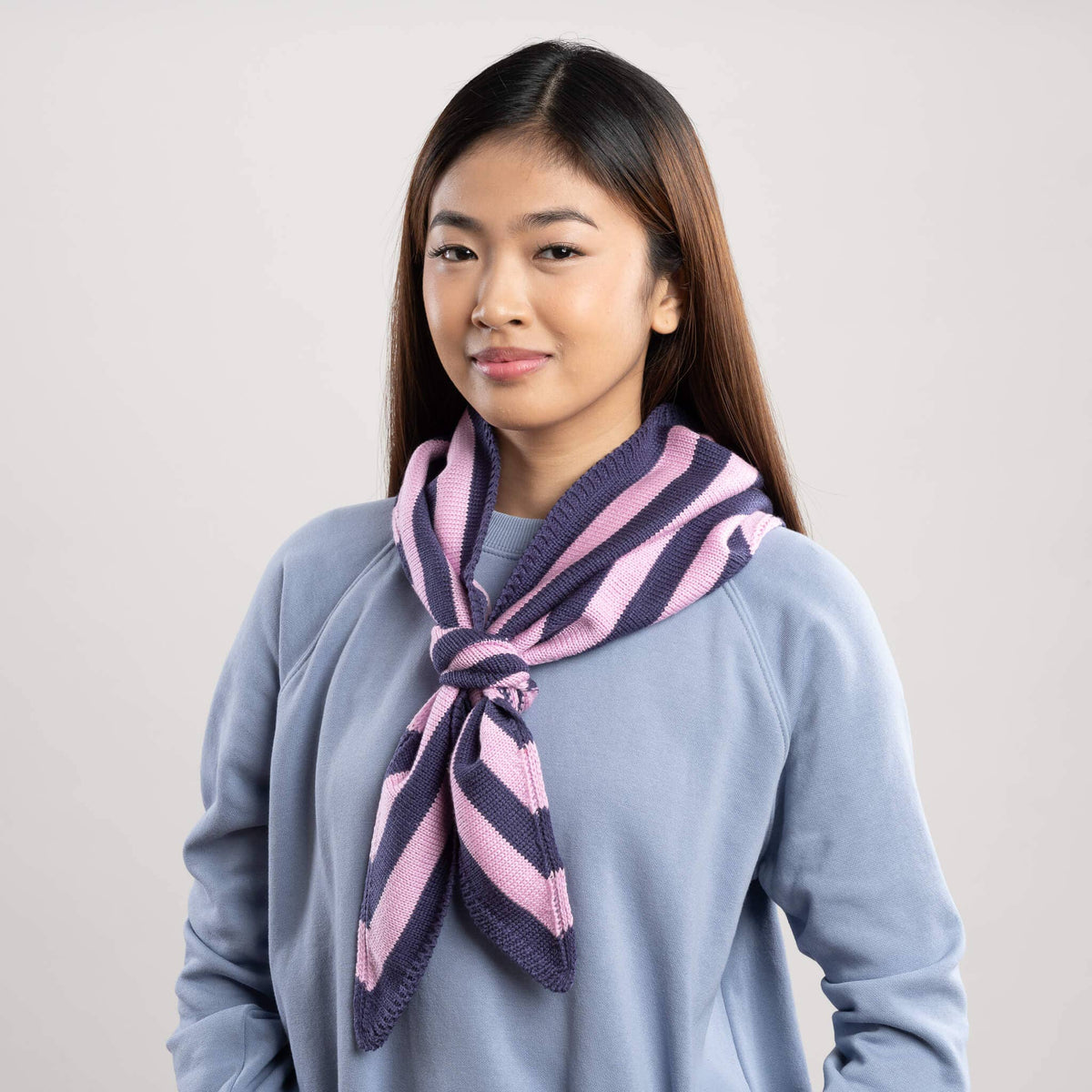 Simple Stripe Knit Triangle Scarf Neckerchief