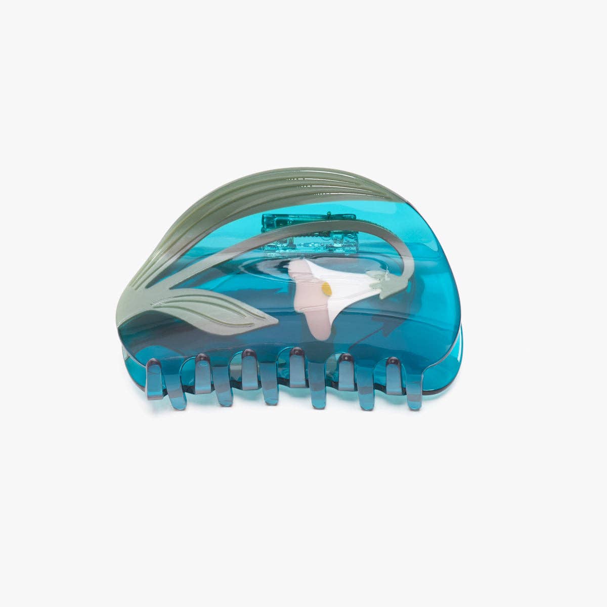 Alba White Vine Flower Teal Hair Claw