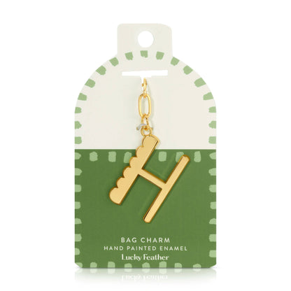 Initial H Enamel Bag Charm Keychain