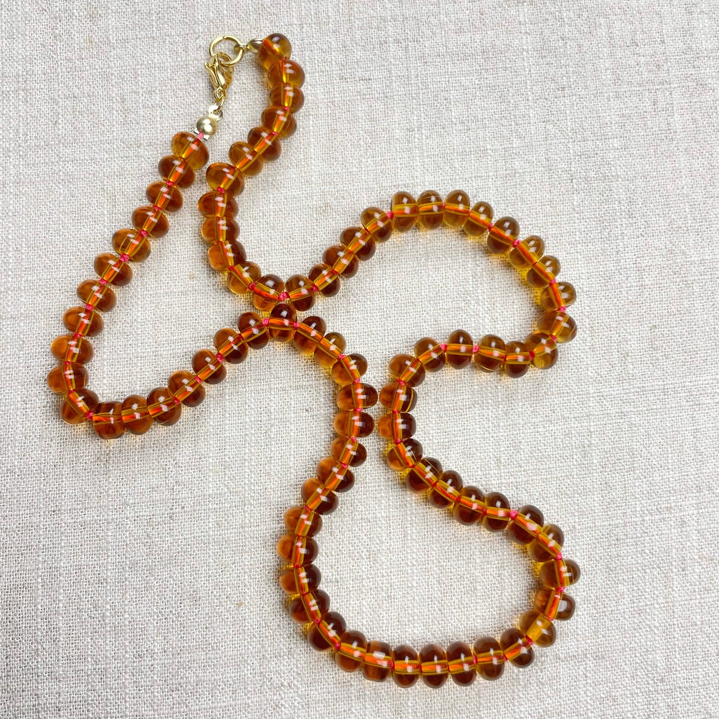 Carmel Brown Glass Hand-knotted Beaded Necklace