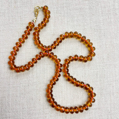 Carmel Brown Glass Hand-knotted Beaded Necklace