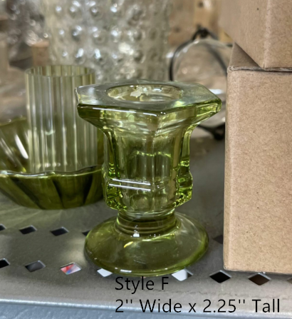 Green Glass Taper Candle Holder