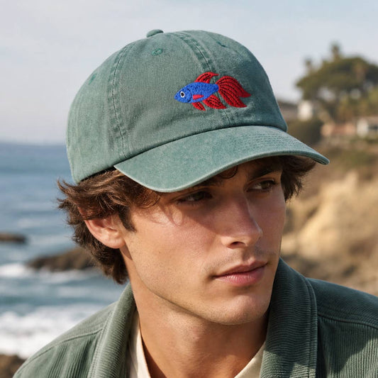 Betta Fish Embroidered Cotton Baseball Cap