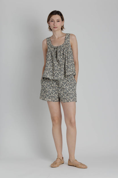 Floral Cotton Poplin Babydoll Top