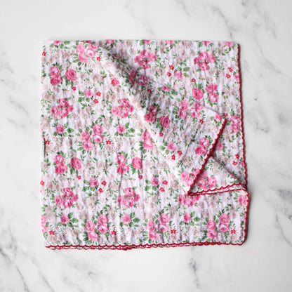 Rose Print Cotton Square Scarf 21 Inch