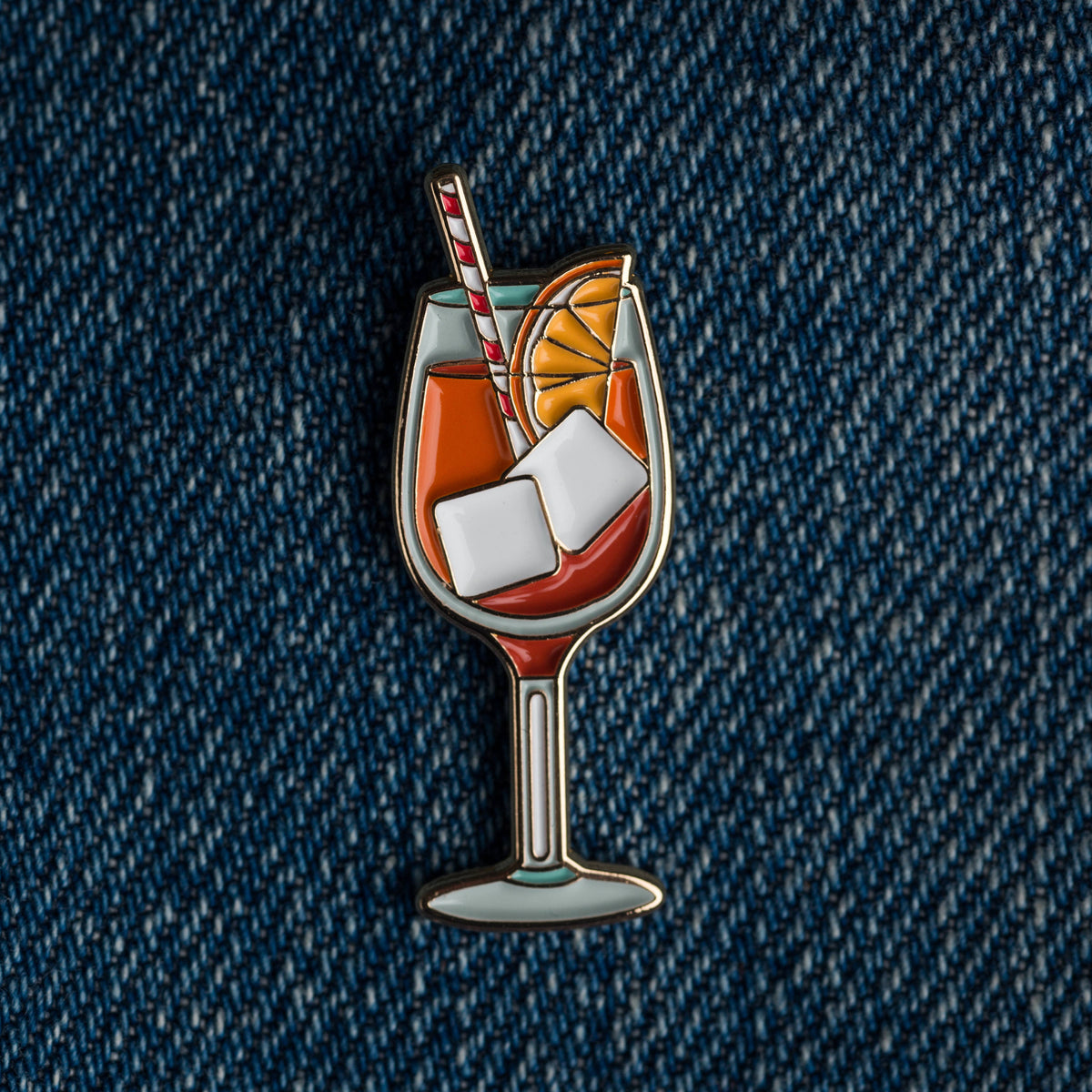 Tiny Aperol Spritz Cocktail Enamel Lapel Pin
