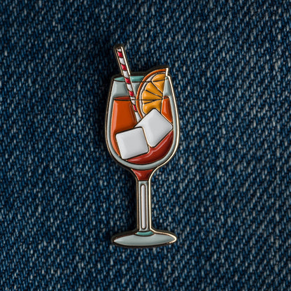 Tiny Aperol Spritz Cocktail Enamel Lapel Pin