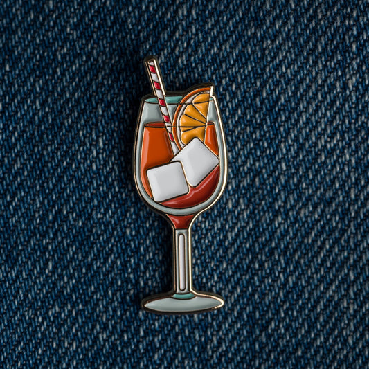 Tiny Aperol Spritz Cocktail Enamel Lapel Pin