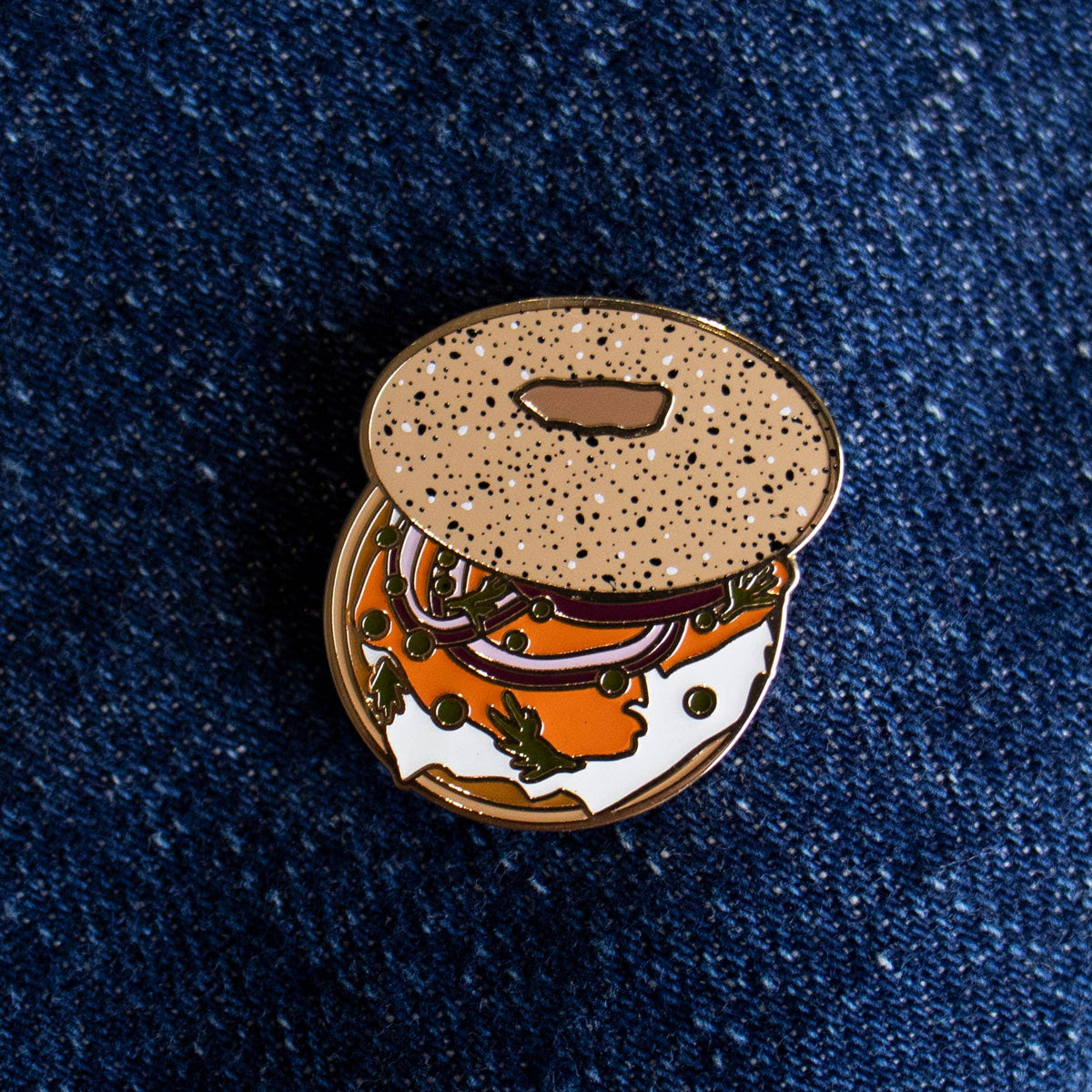 Bagel and Lox Enamel Pin Tiny Food Lapel Pin