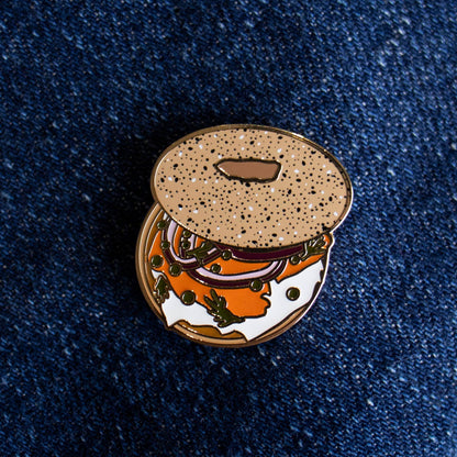 Bagel and Lox Enamel Pin Tiny Food Lapel Pin