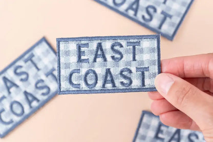 East Coast Blue Gingham Embroidered Iron On Patch