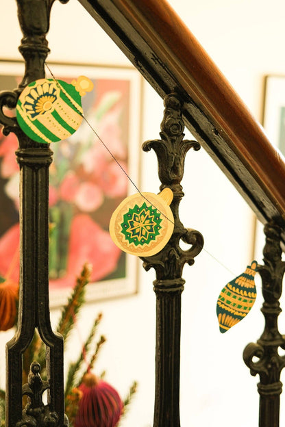 Christmas Ornaments Sewn Paper Garland 3 Meters