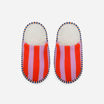 Super Stripe Knit Slide Slippers Fleece Lined