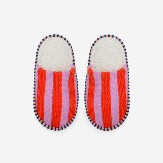 Super Stripe Knit Slide Slippers Fleece Lined
