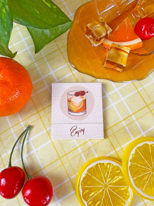 Old Fashioned Recipe Matchbook with Custom Colored Tips