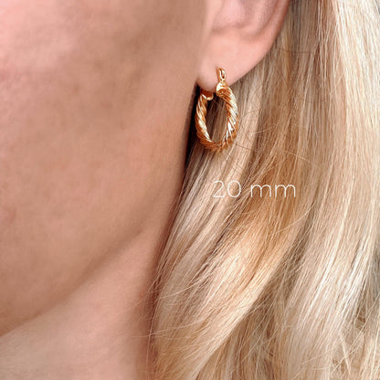 Chunky Twisted 18k Gold Filled Hoop Earrings