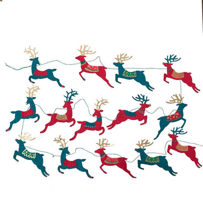 Bright Reindeer Sewn Paper Garland 3 Meters