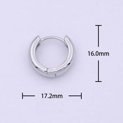 Rhodium Plated Huggie Hoop Earrings