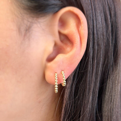Dainty 18k Gold Filled Beaded Hoop Earrings